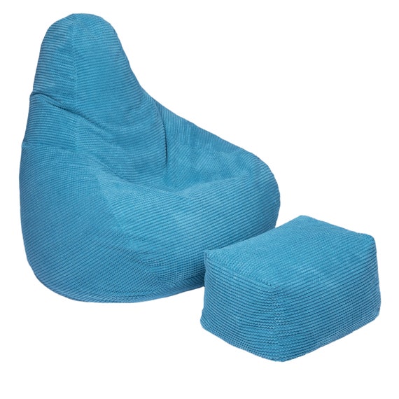 Turquoise Faux Leather Gaming Highback Bean Bag Lounger Chair 