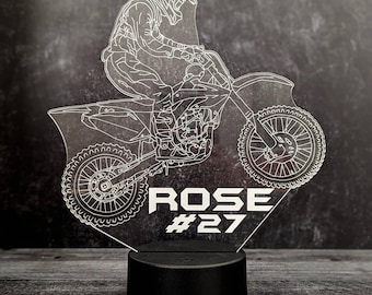 Personalized Color Changing Motocross Dirt Bike Remote Control LED Acrylic Nightlight SHIPPING INCLUDED