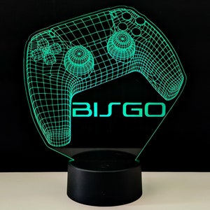 personalized gamer gift, gamertag light, gamer gifts, game room decor, game room sign, nightlights for kids, game controller, 3d night light