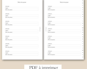 Carnet de mots de passe | PDF | à imprimer