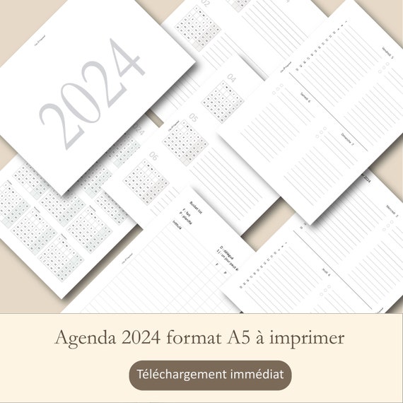 2024 Agenda Semaine A5 Agenda Annuel 2024 Janvier 2024–Juin 2025