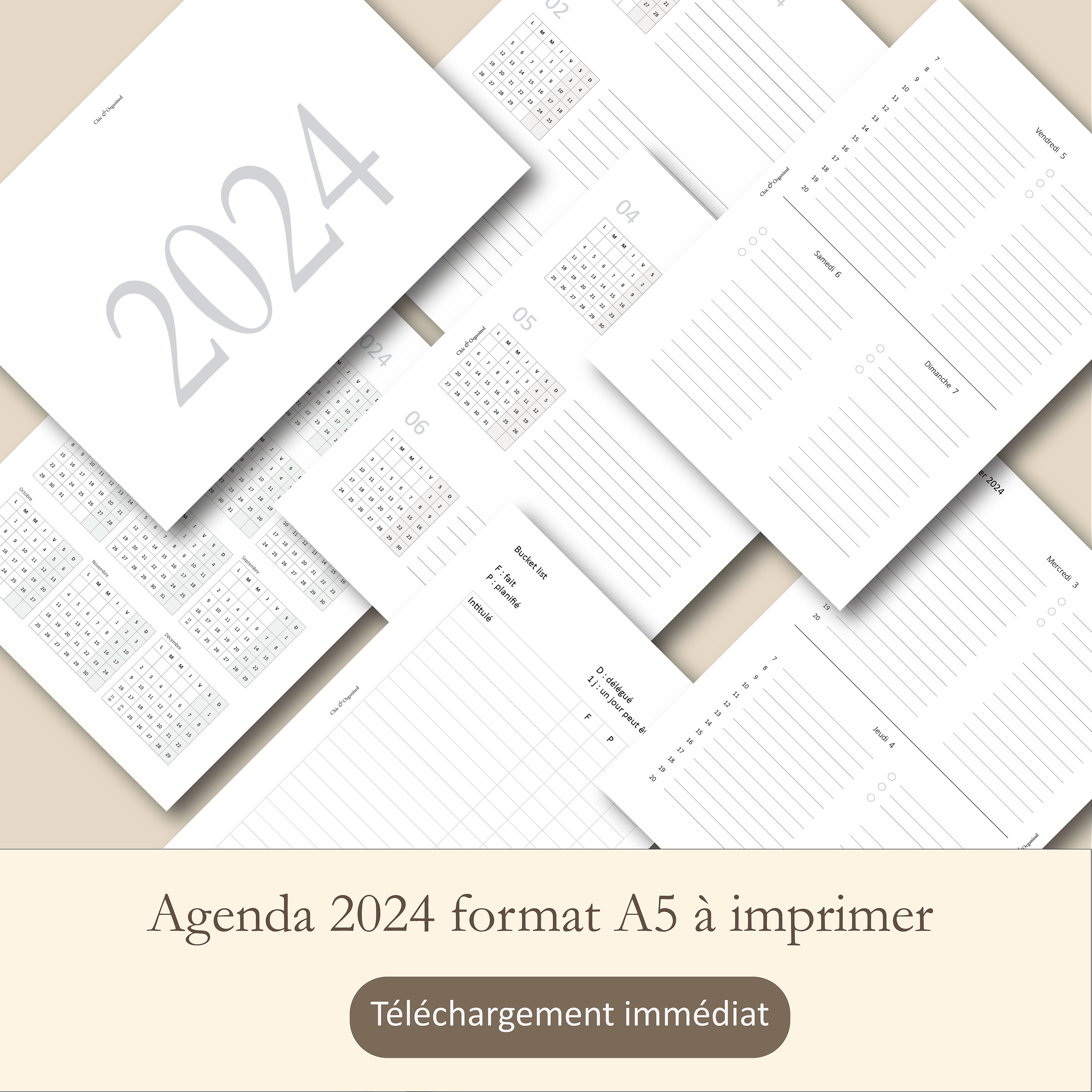 Agenda 2024 A5 Page Par Jour, Journal Par Jour 2024 De Janvier