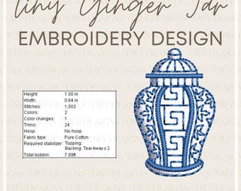 Ginger Jar Tiny Machine Embroidery Design File