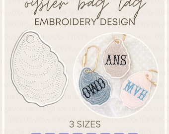 Fichier de broderie Machine étiquette de sac à huîtres Applique Design - 3 tailles