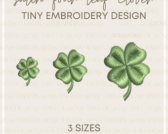 Four Leaf Clover Satin Filled Tiny Machine Embroidery Files- 3 Sizes