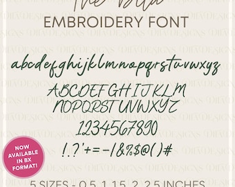 Dita Machine Embroidery Font - Embroidery Design Files - 5 Sizes and BX Format