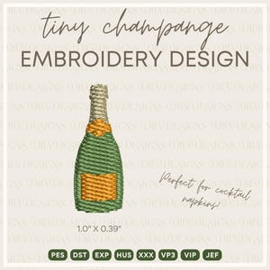 Champagne Bottle Tiny Machine Embroidery Design File