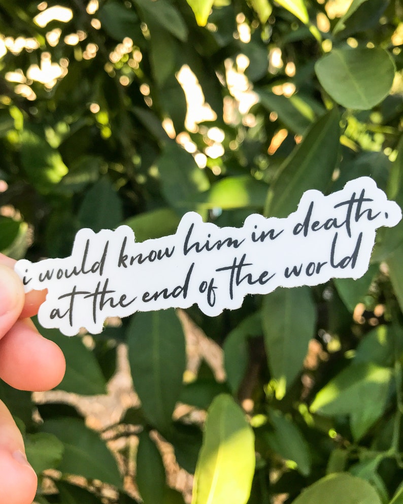 The Song of Achilles Sticker, TSOA Sticker, I Would Know Him In Death Sticker, TSOA Quote, Greek Book, Book Quote Sticker, Journal Sticker