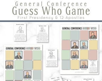 General Conference Guess Who Game // General Conference, Quiet Activity, Kid Activity, LDS Quiet Game, Family Game, General Church Leaders