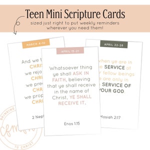 Teen Mini Scripture Cards | Book of Mormon 2024 // Come Follow Me 2024, Scripture Study, LDS Youth, Ponderize, Weekly Scripture