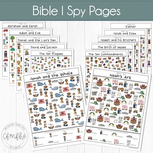 Bible I Spy Pages // Old Testament, Quiet Activity, Sacrament Meeting, Bible Study, Bible Stories, Kids Activity