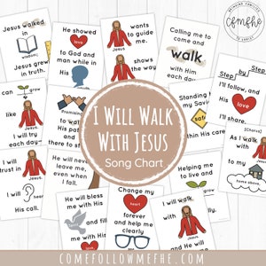 I Will Walk With Jesus Song Chart // Primary 2022, Zangtijd, Primary Song, LDS Primary, Children's Songbook, Primary Chorister