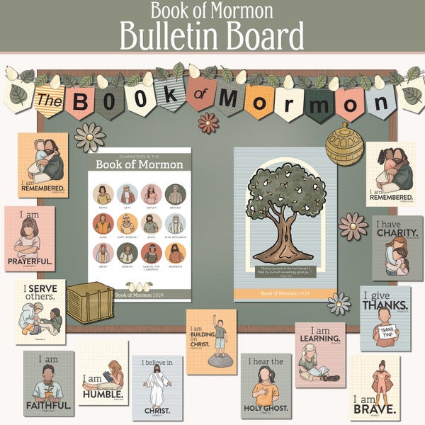 Tirages du tableau d’affichage primaire du Livre de Mormon 2024 // Primaire LDS 2024, Présidence Primaire, Livre de Mormon 2024, Primaire Venez et suivez-moi 2024