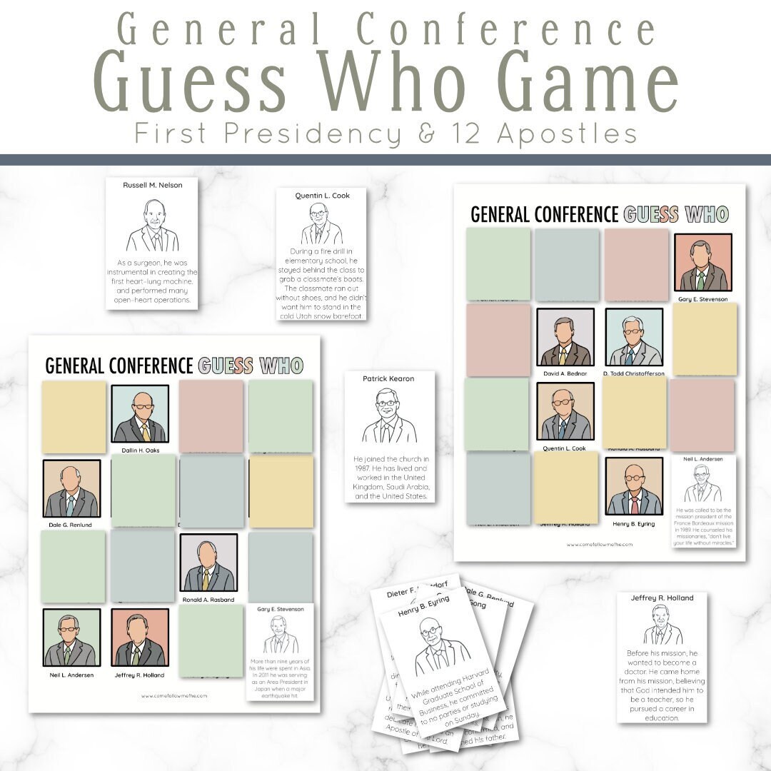 General Conference Guess Who Game // General Conference, Quiet Activity ...