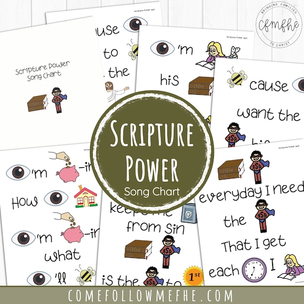 Scripture Power Song Chart // Primary, Singing Time, Primary Song, LDS Primary, Children's Songbook, Primary Chorister