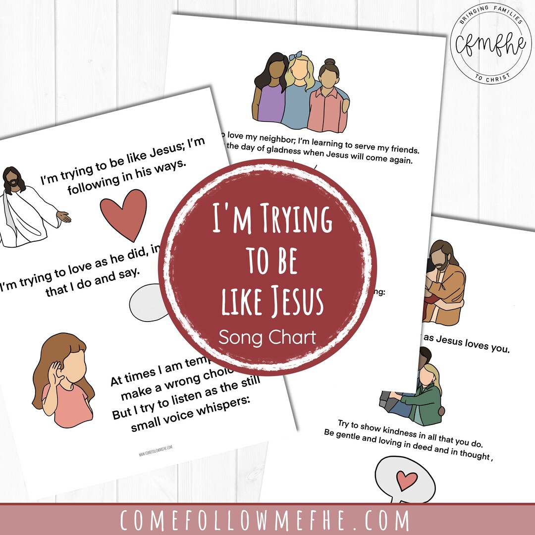 I'm Trying to Be Like Jesus Song Chart - Etsy