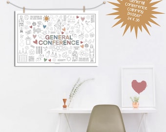 Large General Conference Coloring Sheet // LDS, Church of Jesus Christ of Latter Day Saints, Come Follow Me FHE, LDS Activities