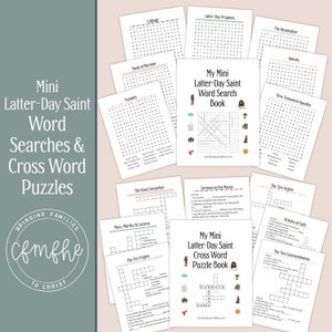 Mini Latter-day Saint Crosswords and Word Searches // LDS, Crossword puzzle, word search, mini book, quiet activity