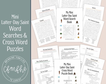 Mini Latter-day Saint Crosswords and Word Searches // LDS, Crossword puzzle, word search, mini book, quiet activity