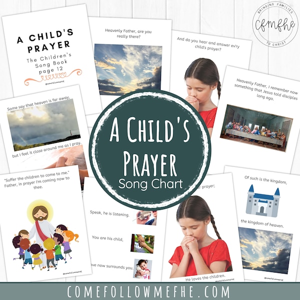 A Child's Prayer Song Chart // Primary, Singing Time, Primary Song, LDS Primary, Children's Songbook, Primary Chorister