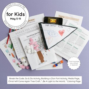 Può includere: Una raccolta di fogli di attività stampabili per bambini, che includono un foglio di lavoro 'Rompi il codice', un'attività creativa 'L'albero del ritorno di Cristo', un'attività 'Costruisci un forte di Sion', un foglio di lavoro 'Pagina media' e un modello di 'Bandiera della nostra famiglia'. La pagina da colorare è disponibile anche in spagnolo.