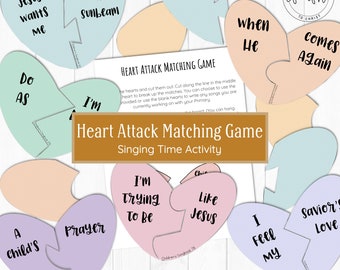 Heart Attack Match Game, LDS Singing Time Activity (Digital Download)