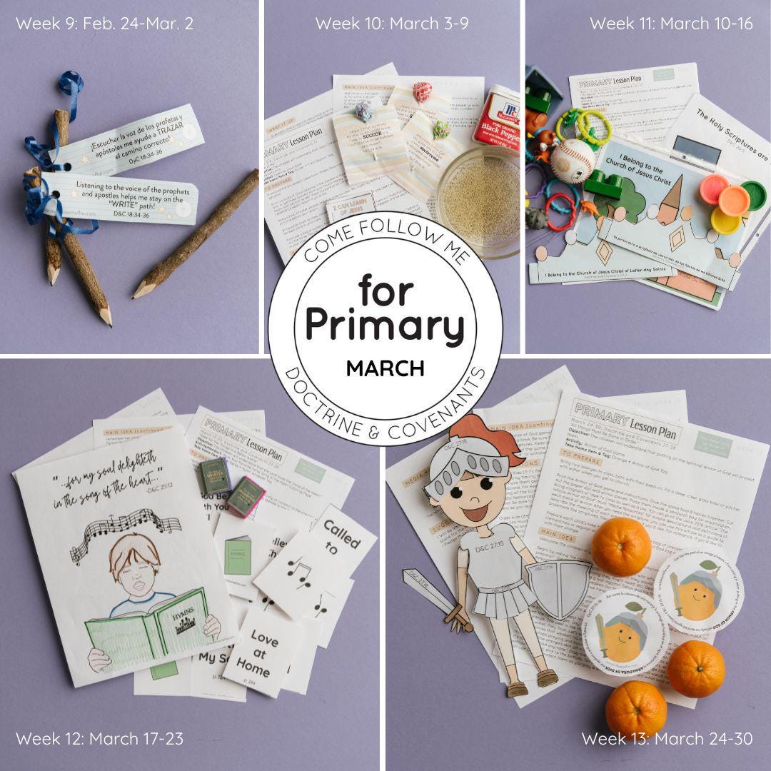 Primary Lessons PRIMARY Lessons | Doctrine and Covenants | March Lessons Feb 24-mar 30 ...