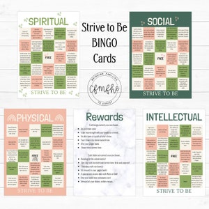 Strive to Be BINGO // LDS Children, LDS Youth, Goals, Summer Goals, Physical Spiritual Intellectual Social Goals