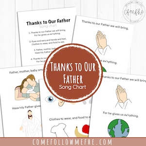 Thanks To Our Father Song Chart // Primary, Singing Time, Primary Song, LDS Primary, Children&#39;s Songbook, Primary Chorister