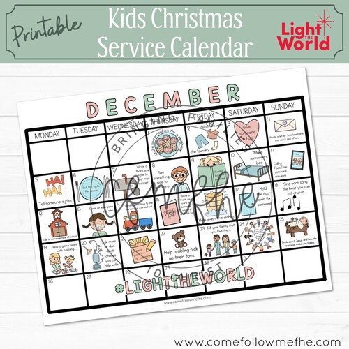 2022 Light the World Service Calendar // LDS Christmas - Etsy