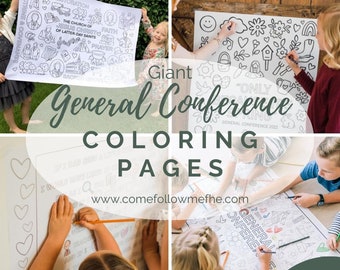 4 General Conference Giant Coloring Pages //LDS General Conference, Oct 2022, Coloring Page, Kids Coloring Page, General Conference for Kids