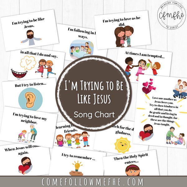 I'm Trying To Be Like Jesus Song Chart // Primary 2022, Singing Time, Primary Song, LDS Primary, Children's Songbook, Primary Chorister