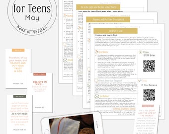 May include: A set of printable cards for a Book of Mormon study for teens. The cards feature quotes from the Book of Mormon, along with the chapter and verse. The cards are designed to help teens learn about the Book of Mormon and its teachings.