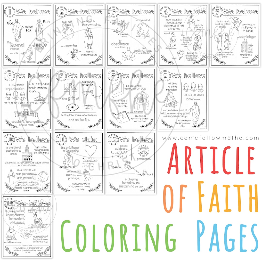 Articles of Faith Coloring Pages - Etsy