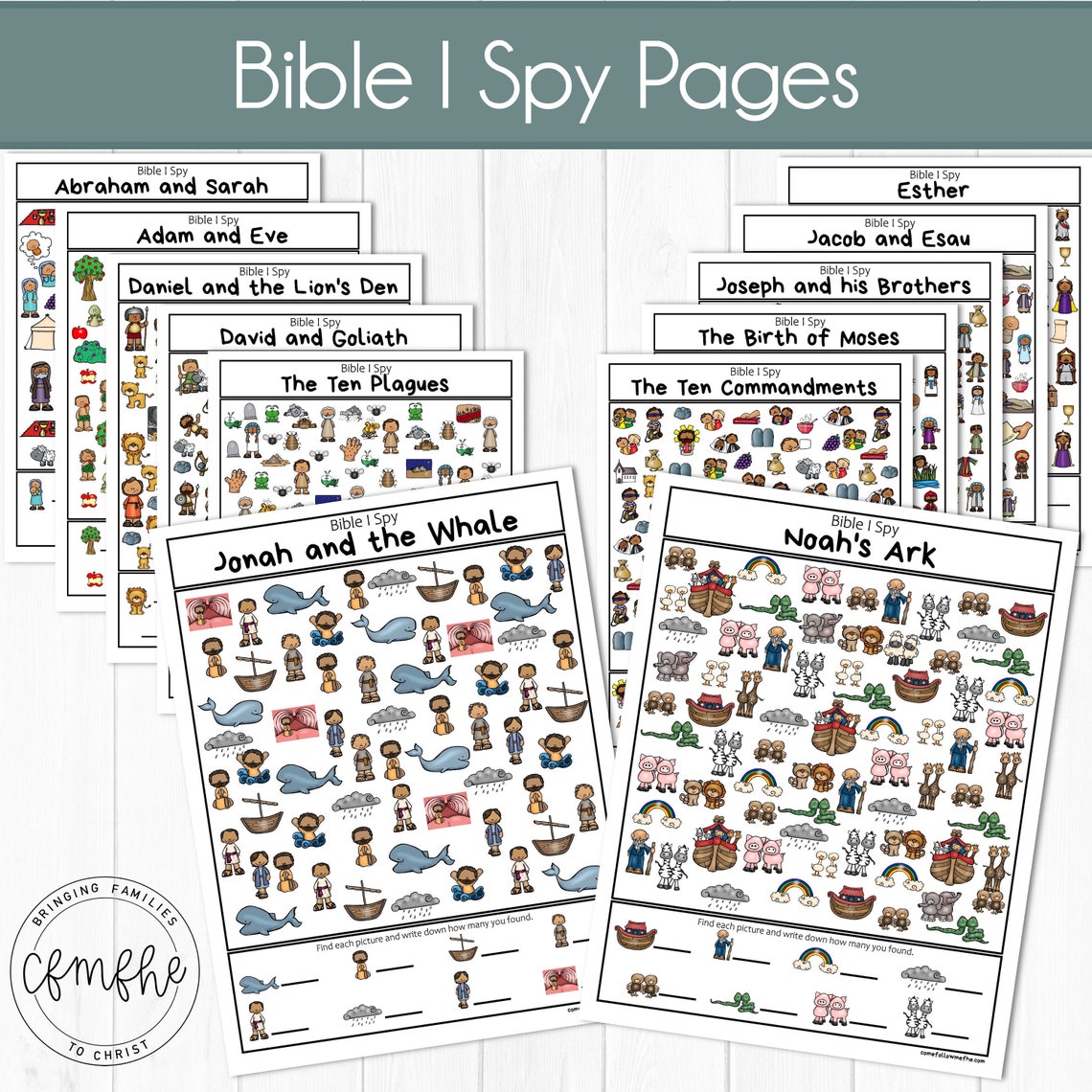Bible I Spy Pages // Old Testament, Quiet Activity, Sacrament Meeting, Bible Study, Bible Stories, Kids Activity image 1