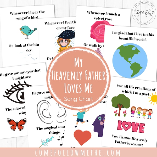 My Heavenly Father Loves Me Song Chart // Primary, Singing Time, Primary Song, LDS Primary, Children's Songbook, Primary Chorister