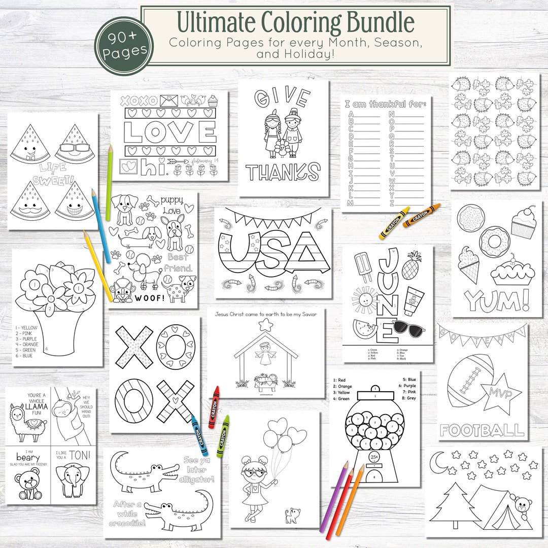 Ultimate Coloring Page Bundle // Coloring Pages, Holiday Coloring Page