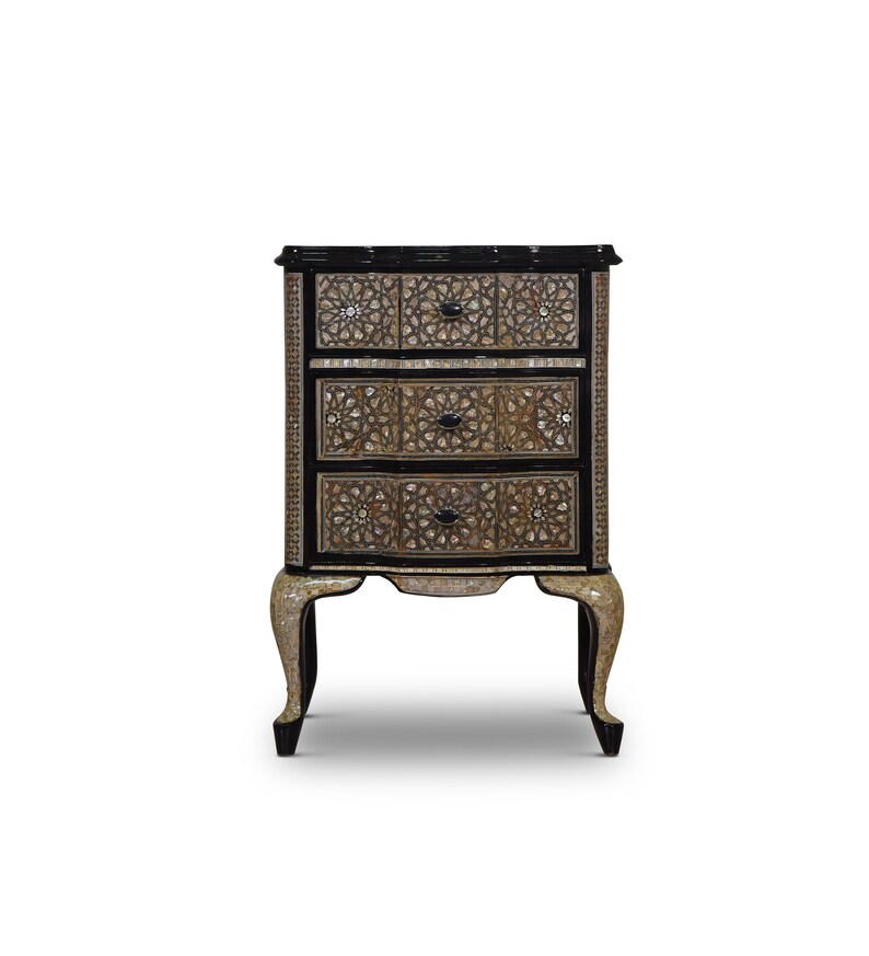 Muier Noir Moroccan Style Mother Of Pearl Inlay Chest Of Drawers