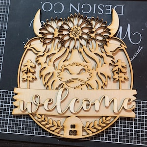 Highland cow welcome sign