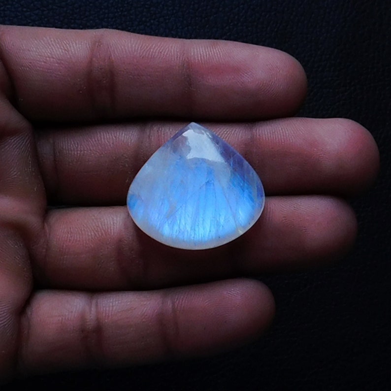 Rainbow Moonstone Gemstone Blue Flashy Rainbow Hand Polished Smooth Loose Gemstone 3 Pcs Natural White Rainbow Cabochon AAA+ Quality
