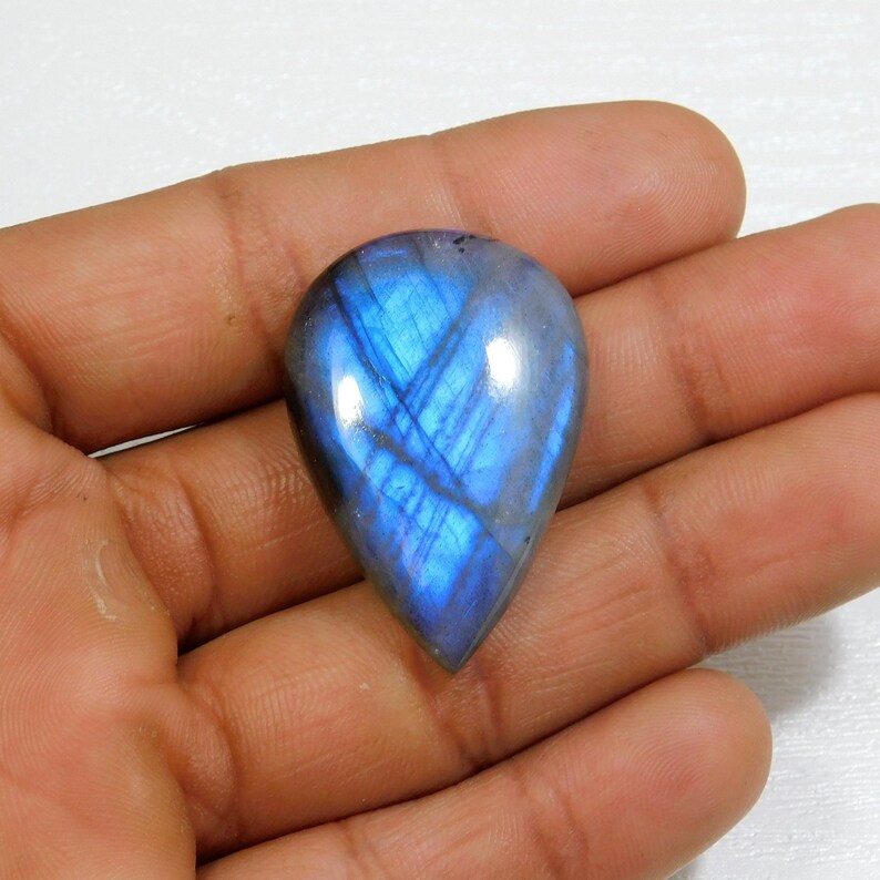 Pear Shape 56Cts Pendant Stone 36*24*8mm Beautiful Labradorite Cabochon Gemstone,Full Blue Flashy Labradorite Cabochon AAA Quality