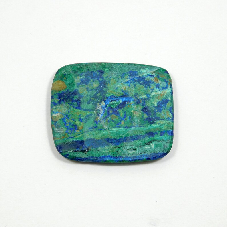 Cushion Shape Azurite Malachite Gemstone Rare Azurite Malachite Cabochon Gemstone Big Size 42*35*5mm 104Cts Designer Cabochon