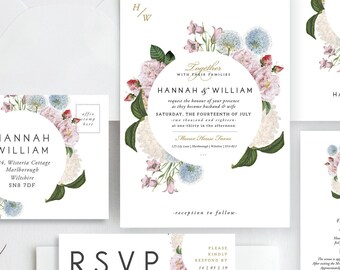 HANNAH | Vintage Floral Wedding Invitations, Wedding Invites, Wedding Invite, Botanical Wedding Invitation Rustic | Floral Invite-Sample