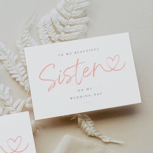 À ma sœur le jour de mon mariage Carte de remerciement | Cœurs | Carte de mariage sœur | carte de fête de mariée | Carte cadeau de mariage| Soeur| Beau-soeur