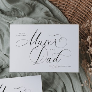 A mi mamá y papá en mi tarjeta de agradecimiento del día de mi boda / corazones / tarjeta de boda de padres / tarjeta de recuerdo de boda / tarjeta de regalo de boda / mamá / papá