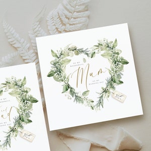À ma carte de mariage de maman, carte de mariage de remerciement de maman de feuillage d'aquarelle | Carte de fête nuptiale | Carte de mariage de parents de carte de maman d'effet d'or, maman