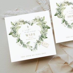 Personalisierte Frau Hochzeitskarte|Hochzeitskarte Braut Karte| Frau | Romantische Braut Karte | Romantische Bräutigam Karte | Hochzeitskranz |Herz