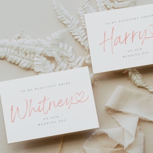 GEPERSONALISEERDE aan mijn bruid trouwkaart met datum | Blush Hearts A6-kaart | Man Card | Trouwkaart| Bruidskaart | Romantische kaart | Aan mijn vrouw