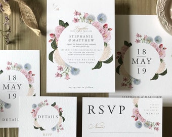 HANNAH No.2 | Vintage Floral Wedding Invitations, Wedding Invites, Wedding Invite, Floral Wedding Invitation, Botanical Wedding  Invitation