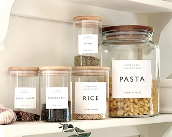 PANTRY Etiketten für Gläser und Aufbewahrung | Küche Organisationsetiketten | Wasserfest | Aufkleber für die Küche | Schrankaufkleber | Gewürze | FEP01